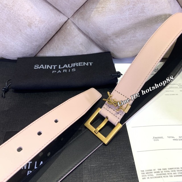 Saint Laurent女士皮帶 聖羅蘭金扣小牛皮腰帶  jjp1760